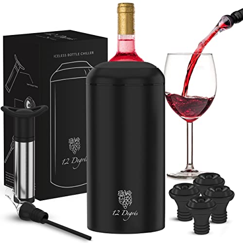 12 Degrés Wine Chiller Set - Perfect Wine Gifts for Women & Men - Stainless Steel Insulated Wine...