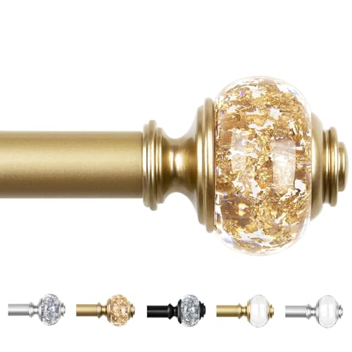 Luxury Gold Curtain Poles for Eyelet Curtains 80 to 218 cm USFOOK 22mm Decorative Curtain Pole for Bedroom Adjustable Drapery Rod for Windows