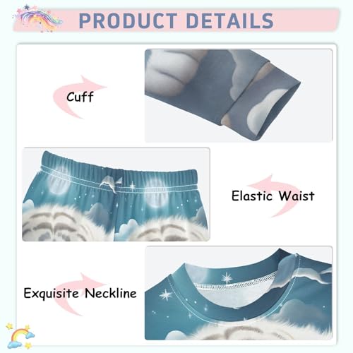 ALAZA Cute White Tiger Starry Pajama Set Pijamas Para Niños Long Sleeve Sleepwear3