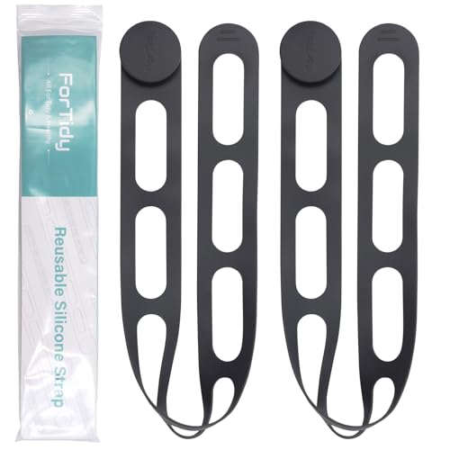 FORTIDY Silicone Latch Strap for Slow Cooker Lid, Pot, Bento Box, 21.65 in Reusable Elastic Self-Lock Silicone Tie for Bundling or Organizing Curtain, Cords, Yoga Mat, Camping Mat, 2pcs (Gray&Gray)
