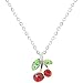 Nickel Free Cherry Necklace with Swarovski Crystals, Quality Made in USA!, in Red with Silver Tone Finish