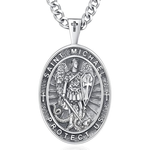 INFUSEU Unique Religious Gifts for Men Women, St. Michael/St. Christopher/St. Benedict/Virgin Mary Pendant Necklaces