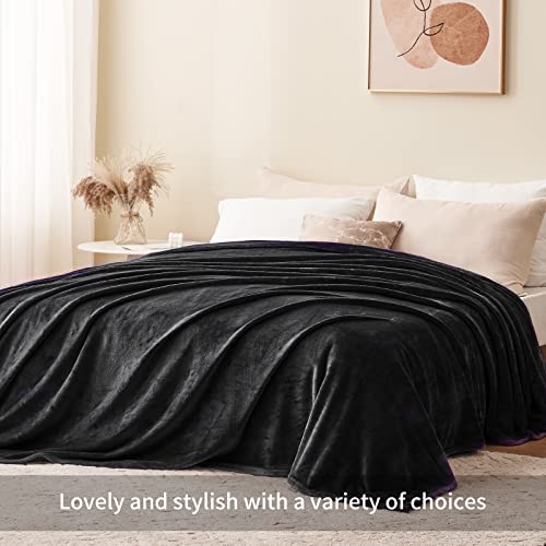 Aisbo Kuscheldecke Flauschig Decke Schwarz - Fleecedecke 220x240 cm XXL Große Warme Couchdecke, Kuschlige Wohndecke Weich als Sofaüberwurf Blanket Sofadecke Bett für Winter