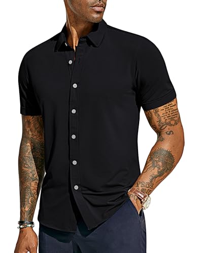 PJ-PAUL-JONES-Mens-Short-Sleeve-Casual-Button-Down-Shirts-4-Way-Stretch-Travel-Dress-Shirt