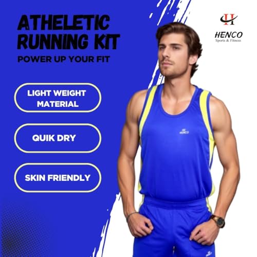 Image of HENCO Royal Blue Athletic Sando kit(Sando & Shorts) Running kit for Multi Sports, Yoga, Volleyball, Tennis, Cycling, Badminton, Gym & Fitness Inner Wear for Men /Women