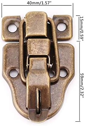 Chinese Antique Box Buckle,Antique Lock Buckle.Vintage Toolbox Lock Antique Metal Buckle Suitcase Case Toggle Lock Hasp Latch Furniture Hardware (Color : Silver)