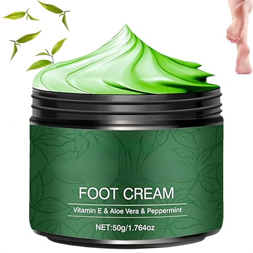 Crema hidratante calmante para pies con aloe vera y aceite de té, bálsamo hidratante profundo para talones agrietados, crema calmante anti-sequedad para talones agrietados y piel seca (1 Piezas)