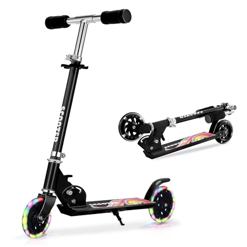 Y-RAIN Pliant Trottinette Enfant AB 3 Ans,Trottinette Enfant avec 2 Roues Lumineuses à LED， 3 Réglables en Hauteur