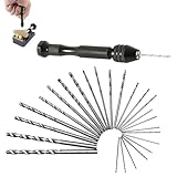 Serenophile Broca de mano con tornillo de banco con portabrocas sin llave de 0,5 a 3 mm, aleación de aluminio para mini brocas HSS pequeñas, juego de brocas para modelos de PCB, manualidades, madera