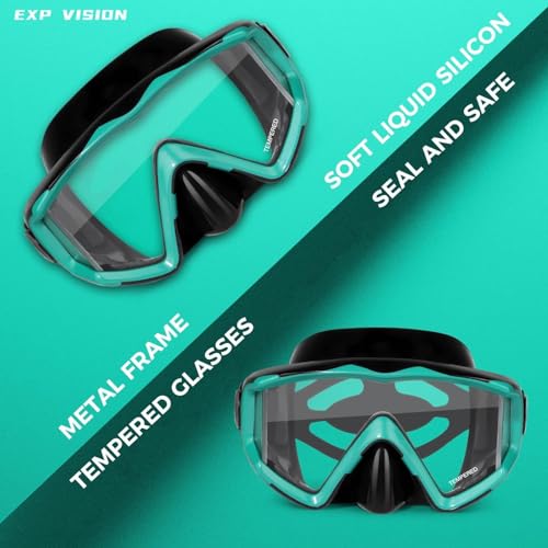 Image of Adult Pano 3 Scuba Diving Mask, Tempered Glass Snorkel Mask Anti-Fog Swim Mask No Leakage Swim Goggles with Nose Cover Snorkeling Gear for Snorkeling, Freediving, Swimming