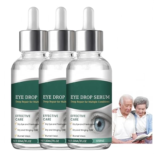 Gotas para los ojos en suero, gotas para el cuidado ocular, hidratación de larga duración, suaves y efectivas, fáciles de usar, alivian la fatiga del trabajo, los estudios y la conducción. (3Piezas)