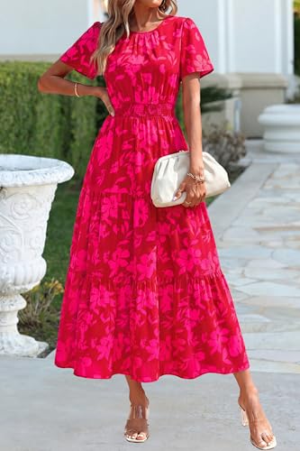 Image of PRETTYGARDEN Women's Casual Smocked Boho Floral A-Line Maxi Dress 2026
