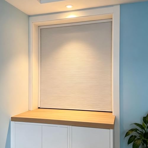 Vibeo Puerta Enrollable Puerta Enrollable Plegable Tipo Acordeón Pequeña, Blanca, Puertas Abatible Decorativa para Armario, 40-110 cm Puerta Enrollable de Paso para Cocina(85x75cm(33.5x29.5in))