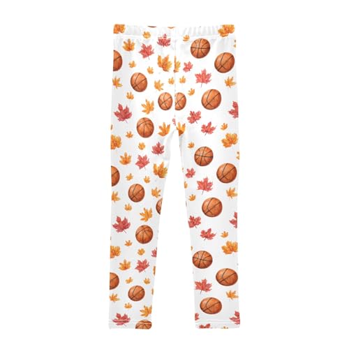senya Girls Printed Leggings Yoga Pants Basketball Maple Leaf Pattern for Kids in 4t to 10 Years, 4T2