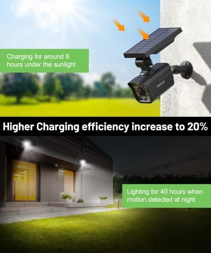 Xibolar Solar Security Light Outdoor, Solar Motion Sensor Lights IP66 Waterproof, Solar Powered Wall Lights with Dummy Camera for Garden Fence Garage Pathway