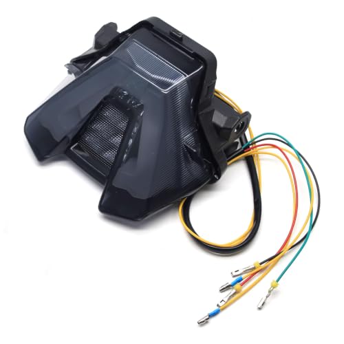 Image of MZS Motorcycle Tail Light LED Turn Signal Integrated for MT07 2021-2024 | Rear Blinker Running Taillight Assembly, Stop Brake Light, Waterproof Dustproof Smoke Lens, Amber Red Dual Color Lamp