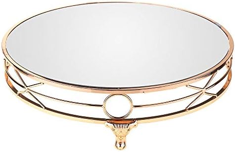 Teerwere Cake Stand Cake Stand 14'' Gold Plated Mirror Cake Stand Round Metal Decorations Wedding Display Props (Color : Gold, Size : 14 Inch)