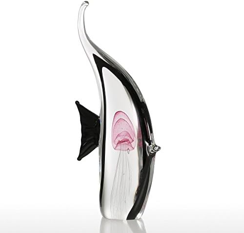 Tooarts Jellyfish Glass Sculpture Fish Ornament Home Decor AnimalGift Craft Decoration