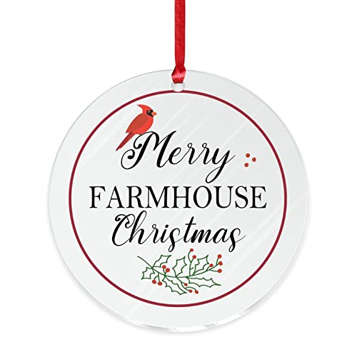 3In Circle Acrylic Xmas Ornament Keepsake Merry Farmhouse Christmas Wreath Cardinal Novelty Acrylic Ornament For Winter Holiday Home Decor Xmas Acrylic Ornament Christmas To Grandparents #TOP2