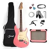 Fojill Full Size Beginner Kit Electric Guitar Guitars Set Starter Package with Amplifier, 600D Bag,Picks, Cable, Strap, Extra Strings