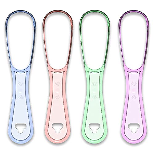 IKAAR Tongue Scraper Cleaner 100% BPA Free Tongue Scrapers for Healthy Oral Care, Easy to Use, Help Fight Bad Breath (4 Pack)