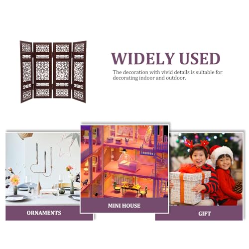 Beatifufu Mini Screen Folding Room Divider Dollhouse Chinese Screen Separation Divider Desk Topper Tabletop Miniatures Model Ornaments