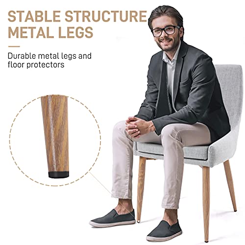 E&D Furniture Dining Chairs, Living Room Chair Set Of 4 Accent Chair Grey Fabric Dining Comfy Chair For Kitchen Upholstered Dining Chairs Kitchen And Dining Room Metal Leg Chair #TOP1