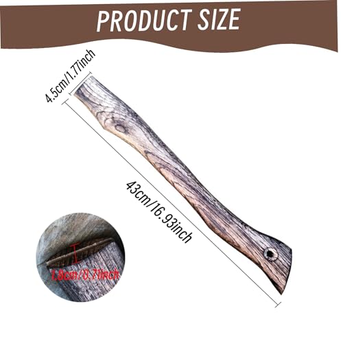Axe Handle, Wood 17in Length Hatchet Handle with Wedge Retro Textured Hatchet Handle Replacement Smooth Shock Resistant Axe Handles,Axe Handle Replacement