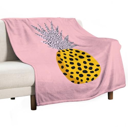 Couverture anti-boulochage motif ananas léopard douce pour lit