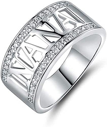 DOCCESTU Nana Ring 14k Gold-Plated Womens Ring is Suitable for Mothers Day Jewelry Gifts Cubic Zircon Imitation Diamond Fashion Handmade Brass Personalized Size9