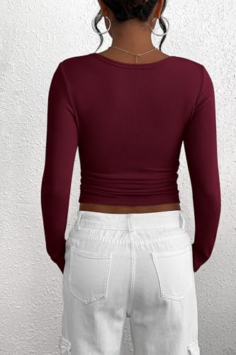 Image of PRETTYGARDEN Women's Fall Long Sleeve Henley T Shirts