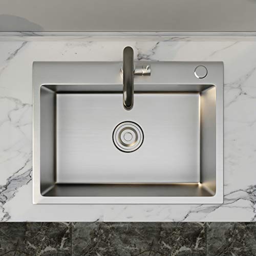 Bathenum 24″ x 18″ Drop in Kitchen Sink Stainless Steel Single Bowl ...