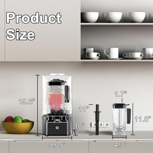 Image of Commercial Blender for Smoothies, 2.5HP Motor, Stainless Steel Blade, 80oz Pitcher for Shakes, Smoothies, Ice Crushing, Frozen Drinks, 15 Speeds, Self-Cleaning, Grey