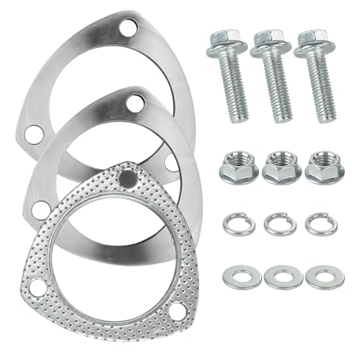 Krtopo Auspuff Flansch Set 3 Zoll / Ø76mm – Edelstahl Dreiecksflansch Verbinder Abgasrohr Universell für Abgasanlagen Turbolader Schalldämpfer