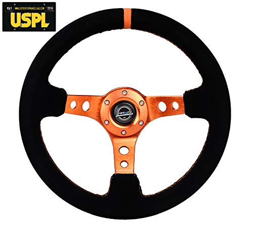 NRG Innovations Reinforced Suede Steering Wheel RST-006S-OR + U.S. Performance Lab Air Freshener