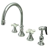 Kingston Brass KS2791PXBS Governor Deck Mount Kitchen Faucet with Brass Sprayer, 8-1/4-Inch, Polished Chrome