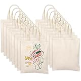 Lzerking 50 Pack Canvas Tote Bag Bulk Sublimation Blank Bags, 13x15 Inches 10oz Medium Lightweight Reusable Grocery Shopping Cloth Bags for DIY Gifts or Prizes