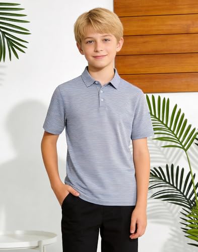 Image of Polo Shirts for Boys Golf Polo Shirt Short Sleeve Boys Performance Polo Dry Fit Stretch Collared UPF50+ Kids Golf Shirts
