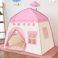 Spielzelt Kinder, kinderzelt für Drinnen Kinderzelt Spielzelt 130x100x130 Großes Kinderspielzelt Kinderhaus Spielhaus für Mädchen Prinzessin Innen und Außen Spielzeug (Rosa)