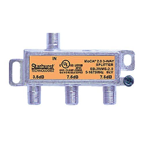 3-Way Coax Splitter Horizontal SB-3WMS-2.0 MOCA 2.0 CATV FIOS Verizon Frontier Compatible
