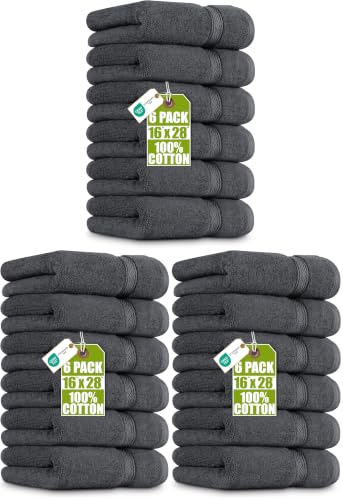 Image of Utopia Towels 18 Pack Premium Hand Towels Set, 16 by 28 inches, 100% Ring Spun Cotton, Ultra Soft and Highly Absorbent 600GSM Towels for Bathroom, Gym, Shower, Hotel, and Spa, Grey