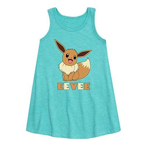 HYBRID APPAREL - Pokémon - Happy Eevee - Youth Girls A-line Dress - Size Medium Turquoise