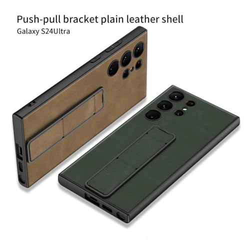 Image of TechTrendz Luxyry Slim Frosted Leather Folding Bracket Kickstand Case Compatible with Samsung Galaxy S25 Ultra, Skin-Feel Camera Protective Cover for Samsung Galaxy S25 Ultra 5G (Green)