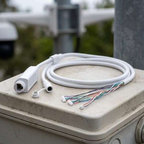 Cable integrado para conversión de 48V a 12V resistente a la intemperie para módulo PoE, cable para cámara IP con terminales 4PIN y 2PIN para sistema de seguridad exterior, color blanco de 70 cm miniatura 7