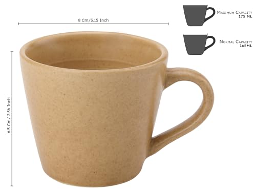 Image of Bodhi House Handcrafted Ceramic Tea Cup Set of 4 Pieces (175 Ml), Stoneware Coffee Mug, Microwave Safe Small Tea Cup, Matte Finish, Ideal for Daily use, Casual Gatherings and Gifting, Wood Brown