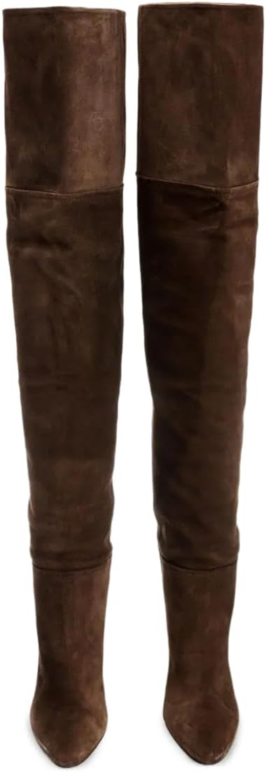 Tang'scuisins Women's Over The Knee Boots with Round Toe Block Heels Comfy Pull On Dressy Shoes for Evening Party Daily Winter Casual Wear Size 4-16 US