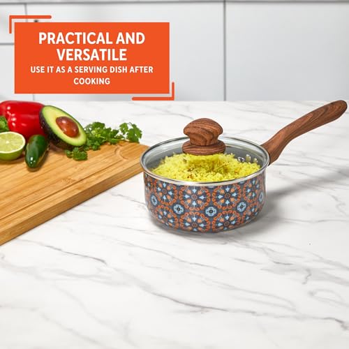Cacerola antiadherente Talavera IMUSA de 1.5 cuartos con tapa para cocina diaria 6