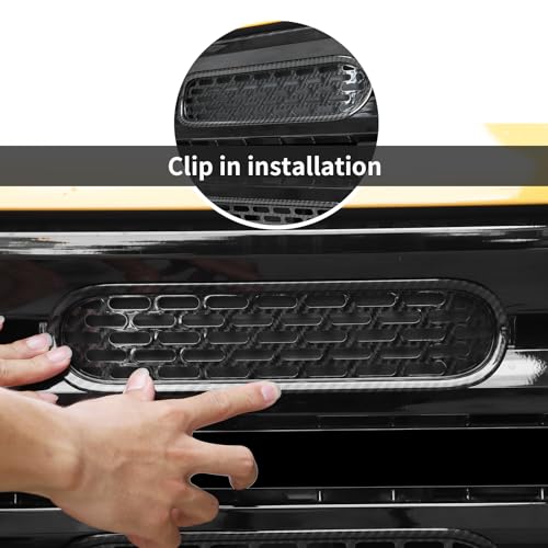 Image of Front Grill Mesh Grille Inserts Cover Frame Trims Kit 6Pcs Fit for Ford Bronco 2021-2025+ 2 /4 Door Exterior Accessories (Carbon Fiber)