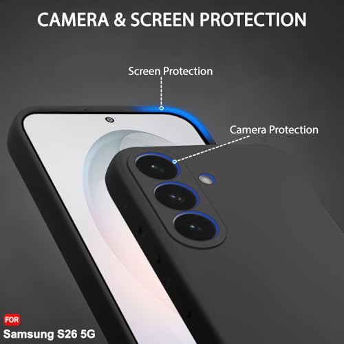 Image of TheGiftKart Genuine Liquid Silicone Back Cover Case for Samsung Galaxy S26 5G | Soft Micro-Fibre Lining Inside | Camera Protection Bump | Shockproof Back Cover for Samsung S26 5G (Silicone, Black)