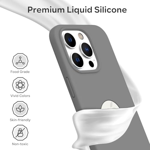 Image of VONZEE Microfiber Logo Cut Cover Compatible for iPhone 15 Pro Case Liquid Silicone Cases Non-Slip Full Body Protective Covers Shockproof Back Cover with High Raised Camera Lips (6.1 inch, Dark Grey)